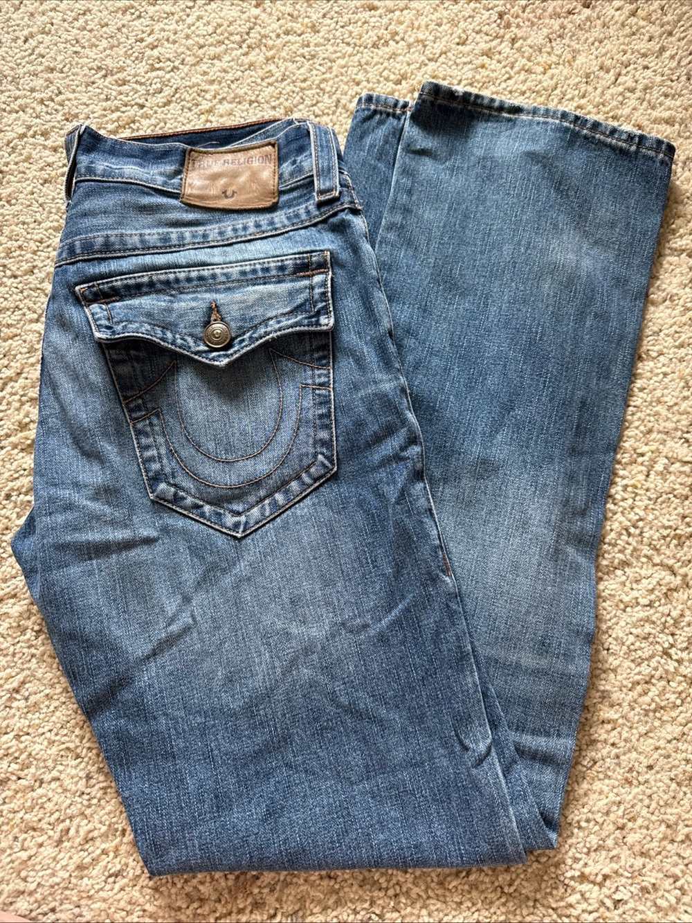 True Religion Ricky Relaxed Straight Jeans Men’s 31 Medium Wash Flap Pocket